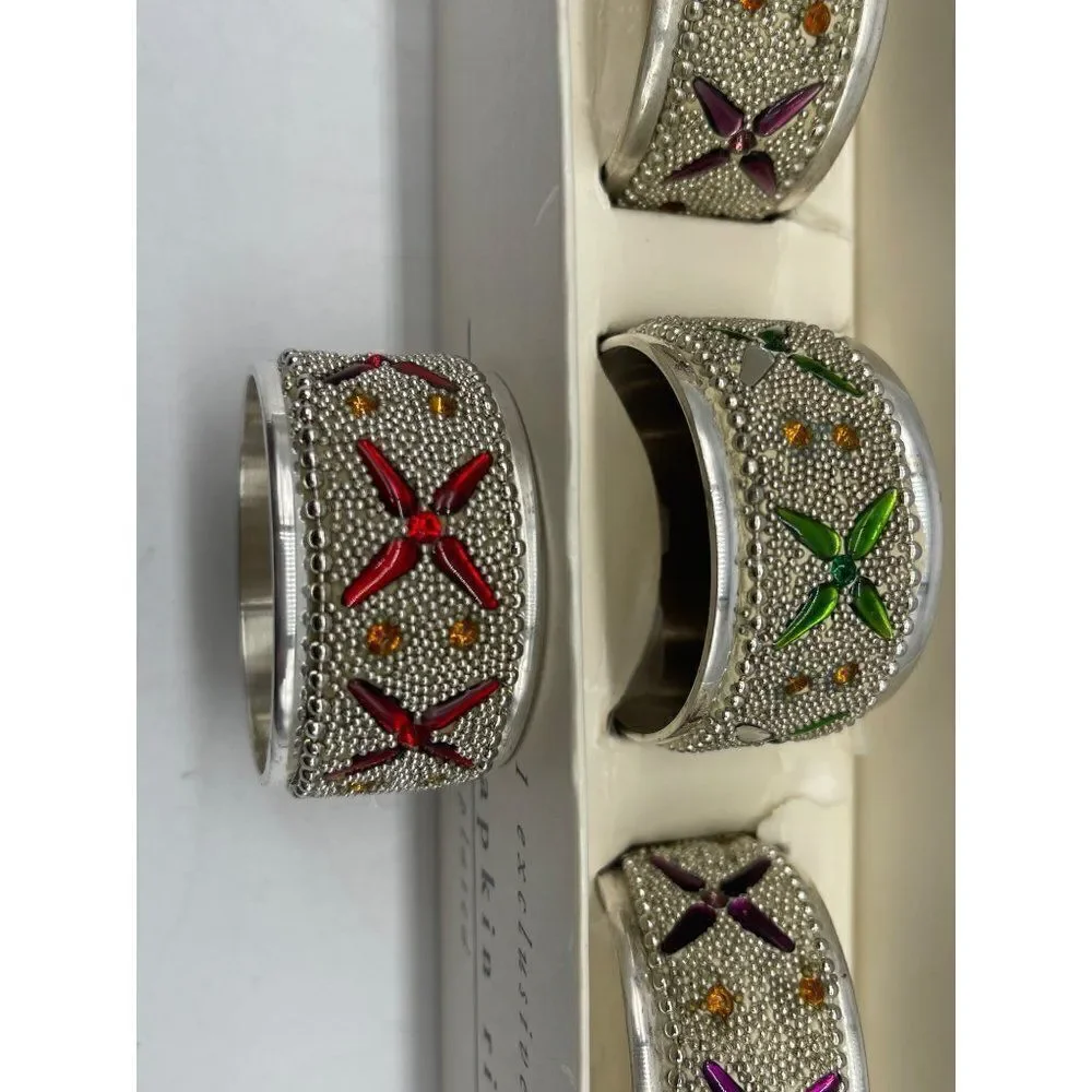 Piet A1 Exclusive Vintage Jeweled Napkin Plated Napkin Rings NEW